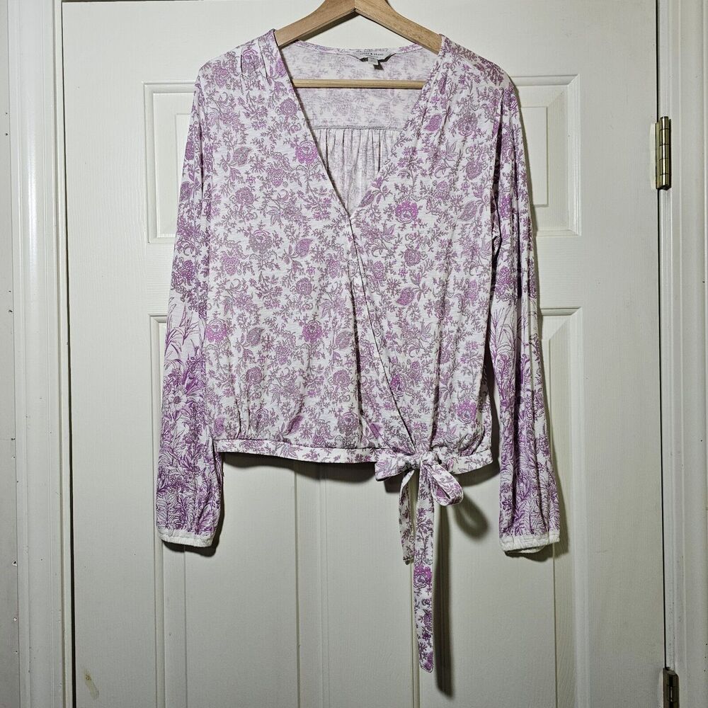 Lucky Brand Lavender Floral Wrap Blouse